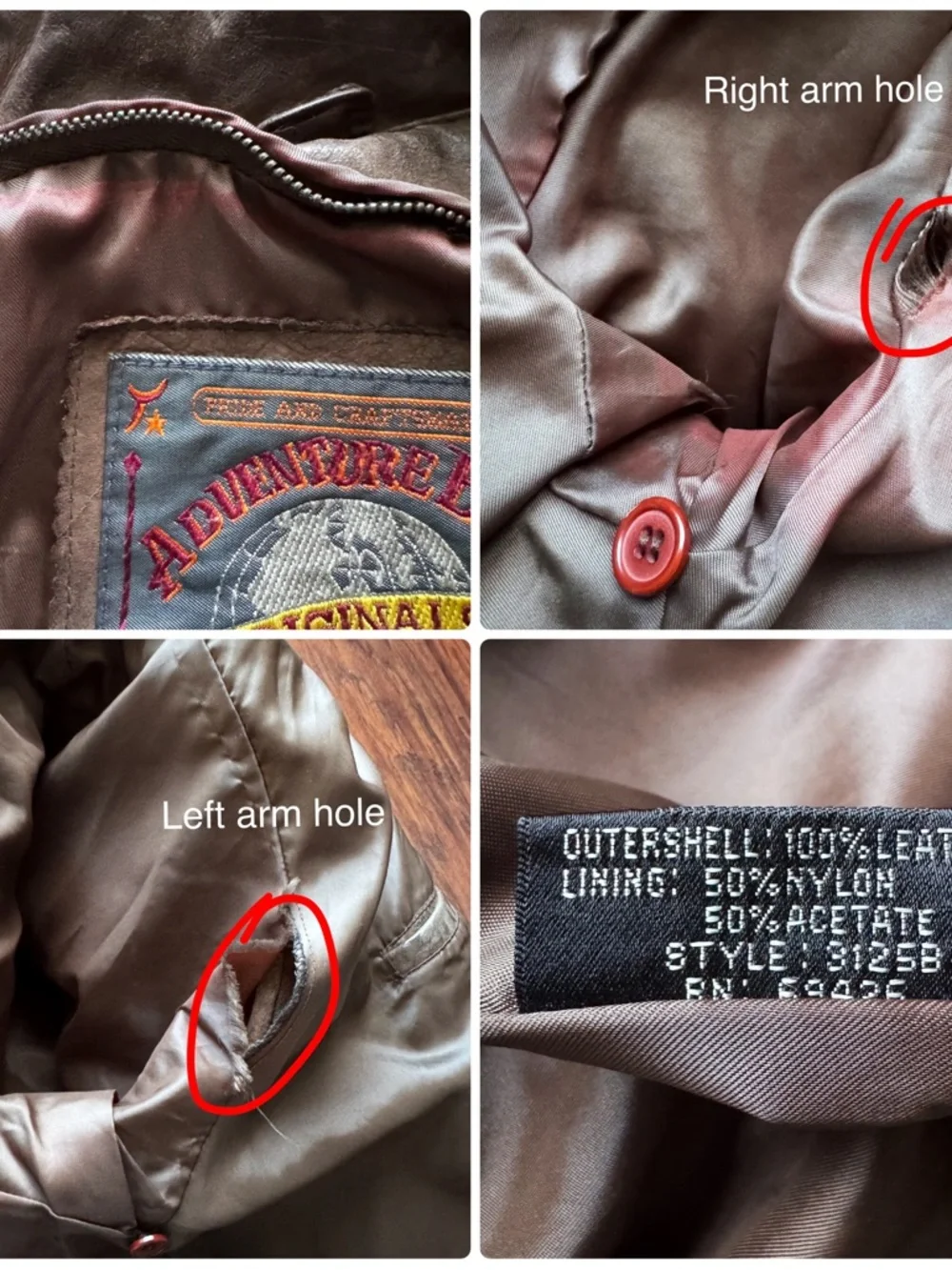 Vtg Wilsons Men's Brown Leather Bomber Jacket XL Top Gun Lived In Patina -AS IS-